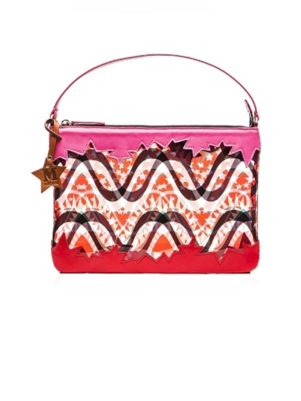 Rare M Missoni Pink & Red PVC Leather Y2K Shoulder Bag